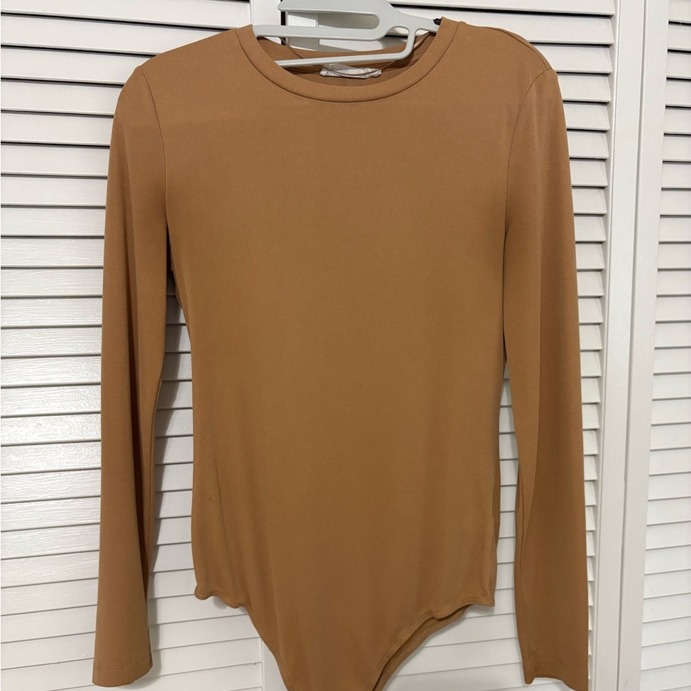 Elodie Camel Long Sleeve Bodysuit